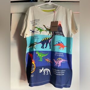 Boden Kids Dinosaur Timeline Tee - Cream and Blue 9-10Y